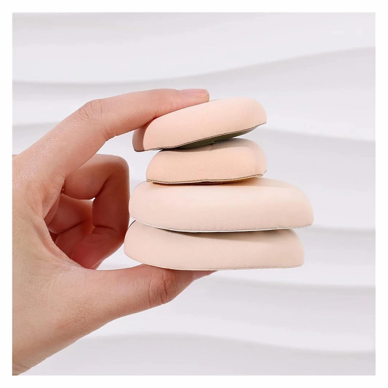 Soft Thick Makeup Puffs Large Cotton Velvet Powder Puff Liquid Foundation Sponge Cosmetics Tools Wet Dry Use Puff with Box(5pcs Yellow- S)