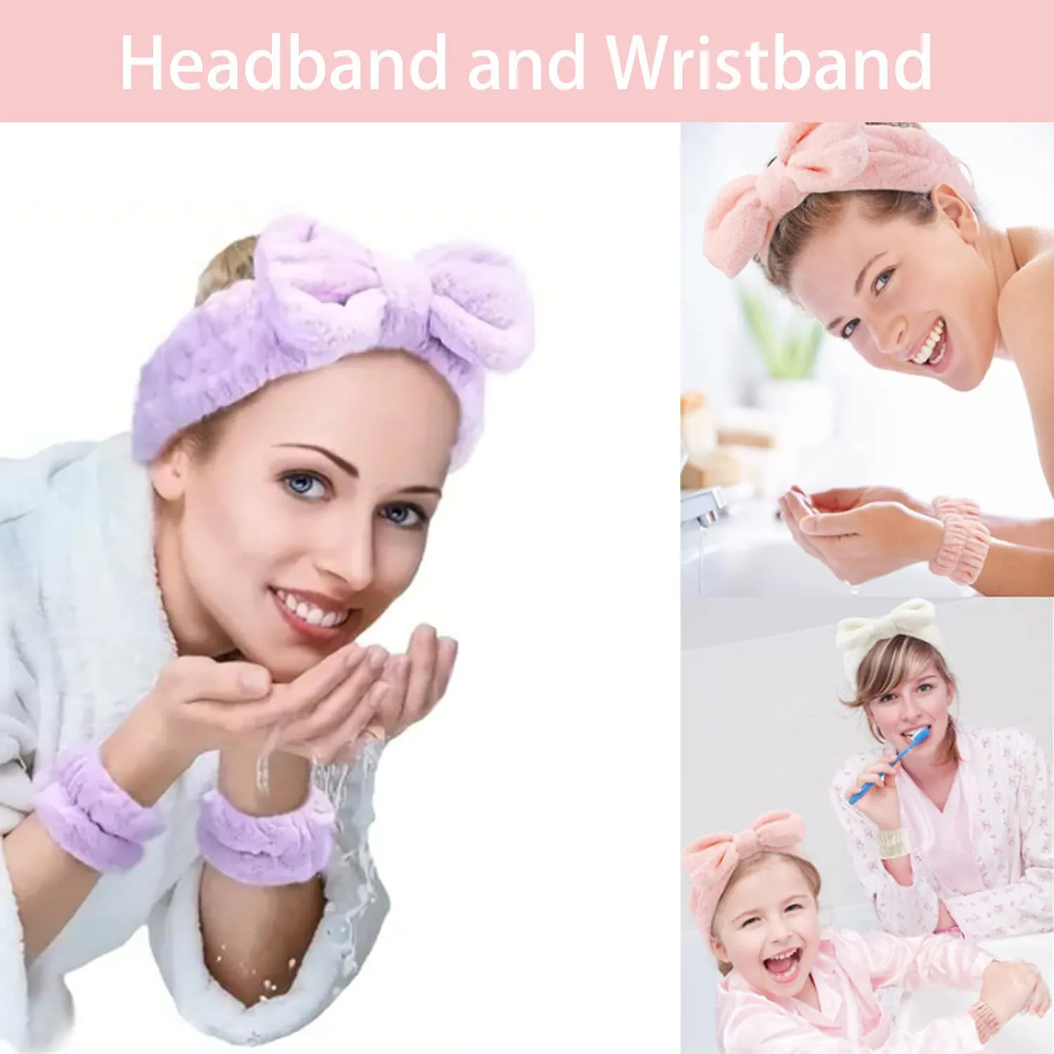 Spa Headband and Wristband Set Top Knotted Headbands Big Hair Claw Clips Butterfly Hair Accessories Satin Silk Scrunchies Quilted Makeup Bag Blank Cards Gift Box Gifts for Women and Teen Girl Gifts