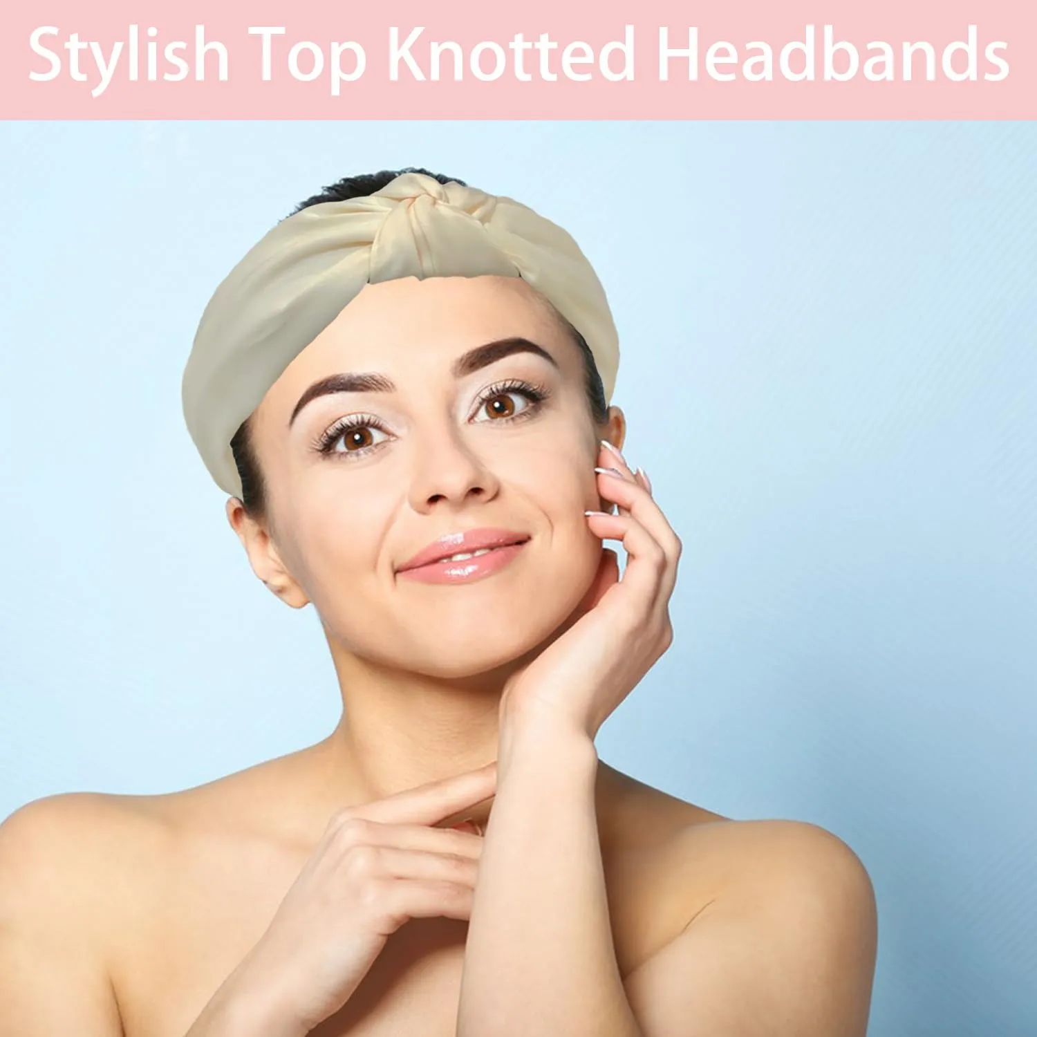 Spa Headband and Wristband Set Top Knotted Headbands Big Hair Claw Clips Butterfly Hair Accessories Satin Silk Scrunchies Quilted Makeup Bag Blank Cards Gift Box Gifts for Women and Teen Girl Gifts