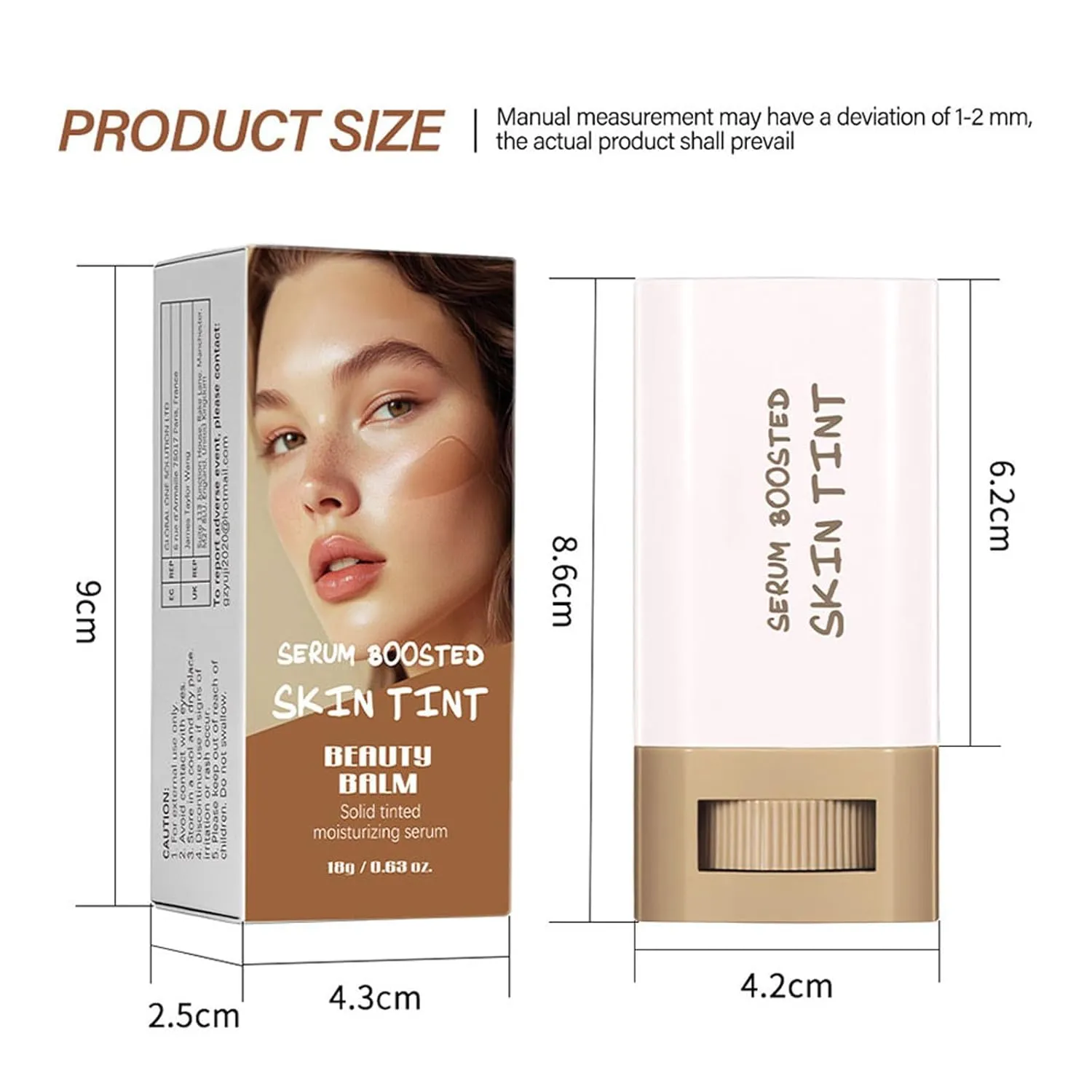 Splendor Serum Boosted Skin Tint Balm, Solid Tinted Moisturizing Serum Contour Stick Foundation Face Stick, Sweat-proof Portable for Women of All Skin Tones (#3-2PCS)