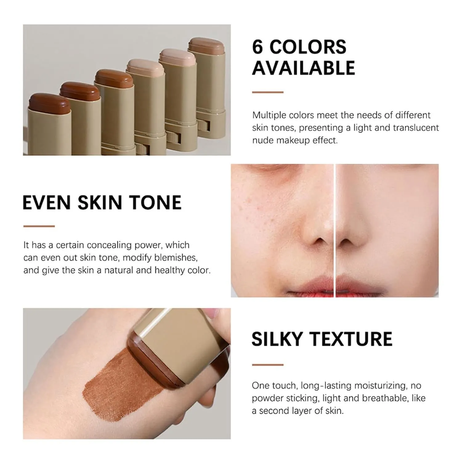 Splendor Serum Boosted Skin Tint Balm, Solid Tinted Moisturizing Serum Contour Stick Foundation Face Stick, Sweat-proof Portable for Women of All Skin Tones (#3-2PCS)