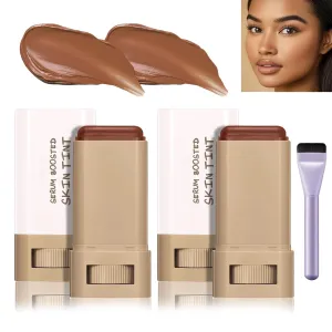 Splendor Serum Boosted Skin Tint Balm, Solid Tinted Moisturizing Serum Contour Stick Foundation Face Stick, Sweat-proof Portable for Women of All Skin Tones (#3-2PCS)
