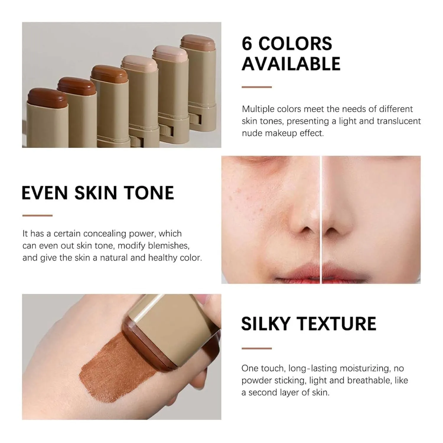 Splendor Serum Boosted Skin Tint Balm, Vitaliq Skin Tint Foundation, Solid Tinted Moisturizing Serum Contour Stick Foundation Face Stick, Natural Finish Makeup (#01)