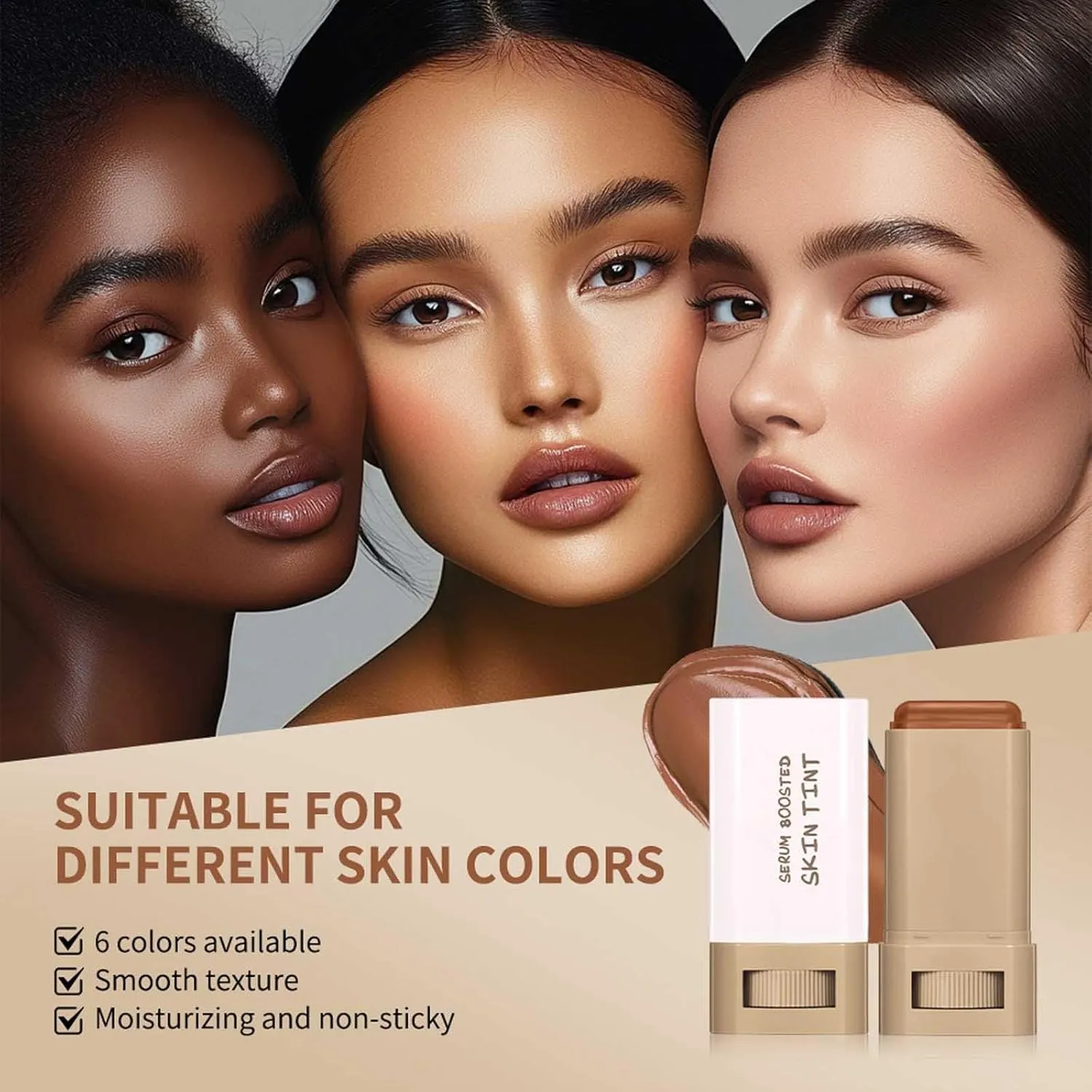 Splendor Serum Boosted Skin Tint Balm, Vitaliq Skin Tint Foundation, Solid Tinted Moisturizing Serum Contour Stick Foundation Face Stick, Natural Finish Makeup (#01)