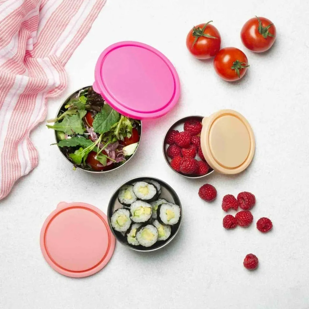 Stainless Steel Round Containers - Set of 3