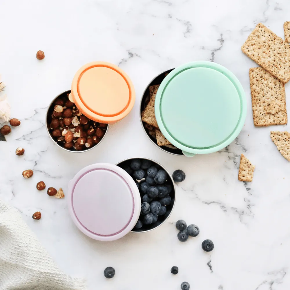Stainless Steel Round Containers - Set of 3