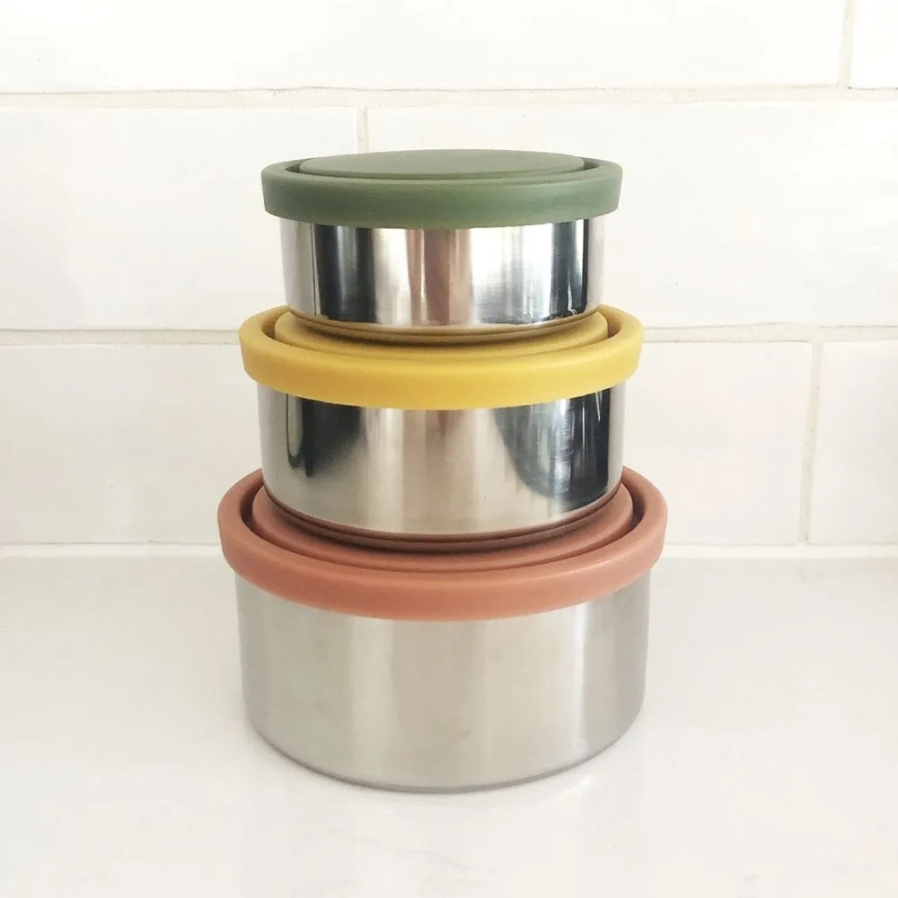 Stainless Steel Round Containers - Set of 3