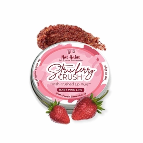 Strawberry Crush, Lip Scrub for Lip Lightening, Lip Mask for Dark Lips | Natural, Ayurvedic Lip Care | Fresh Kitchenmade, Desi Ghee, Raw Honey, Strawberry, Vitamin E | Dry Lips, 12g