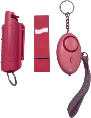 Stun Gun/Personal Alarm/Pepper Spray Emergency Safety Kit (Pink PA/L PA/P PS Bundle)