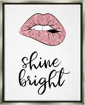 Stupell Industries Shine Bright Pink Glam Lips Framed Floater Canvas Wall Art, Design by Martina Pavlova
