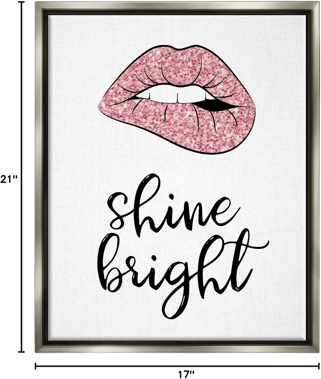 Stupell Industries Shine Bright Pink Glam Lips Framed Floater Canvas Wall Art, Design by Martina Pavlova