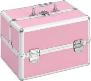 Stylish Make-Up Case for Effortless Organization, Extendable Top & Lockable Design, Travel, Pink