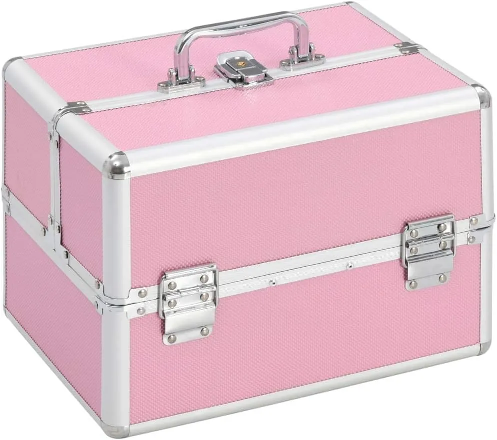 Stylish Make-Up Case for Effortless Organization, Extendable Top & Lockable Design, Travel, Pink