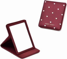 Tabletop Makeup Mirror Square Makeup Mirror Portable Foldable Makeup Mirror Vertical Small Suitable Mirror Ladies Gift (Red) Printed Embroidery Personal Makeup Mirrors