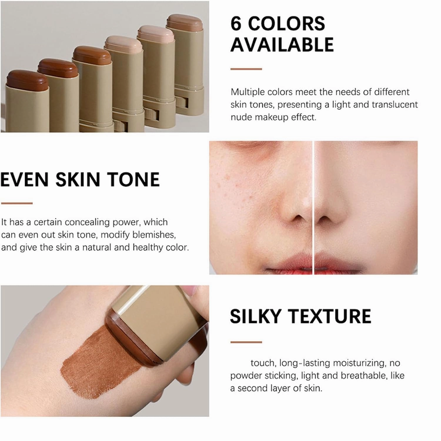 Tenddaily Foundation, Tenddaily 4 in 1foundation, Foundation Stick Beauty Balm Serum Boosted Skin Tint, Serum Boosted Skin Tint Balm (05)