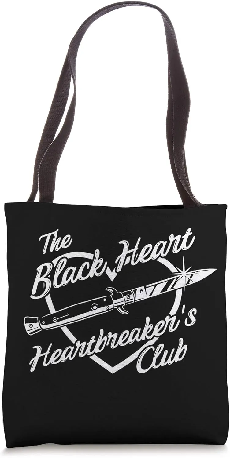 The Black Heart Heartbreaker's Club with Switchblade Knife Tote Bag