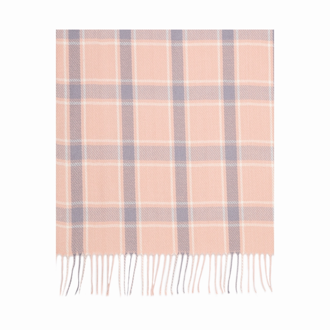 THSS2766: Pink: Checked Fringe Scarf