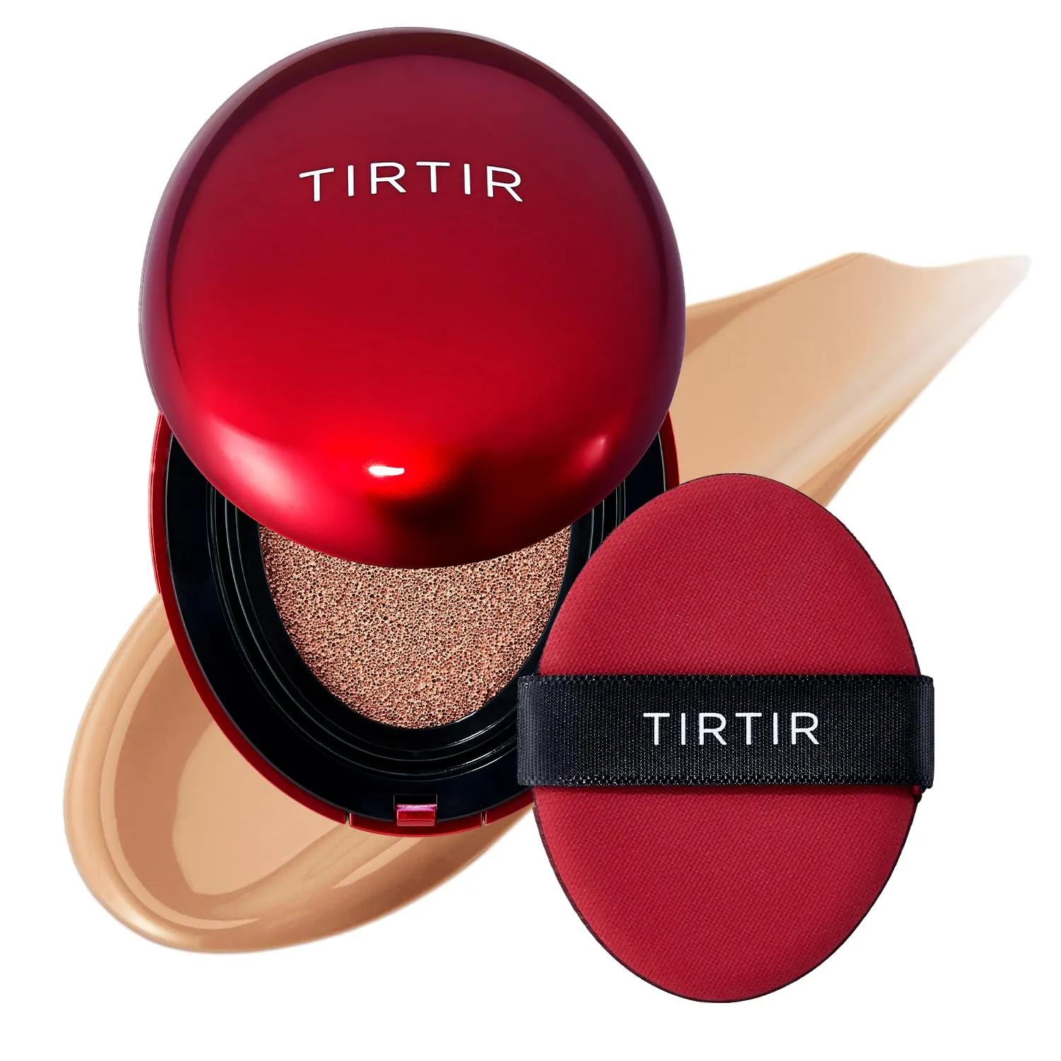 TIRTIR Mask Fit Red Cushion Foundation | Full coverage, Weightless, Skin fit, Satin Glow Finish, Korean Makeup, beauty, Tattoo cover up, Buildable (#29C Taupe Beige, 0.63 Fl Oz)