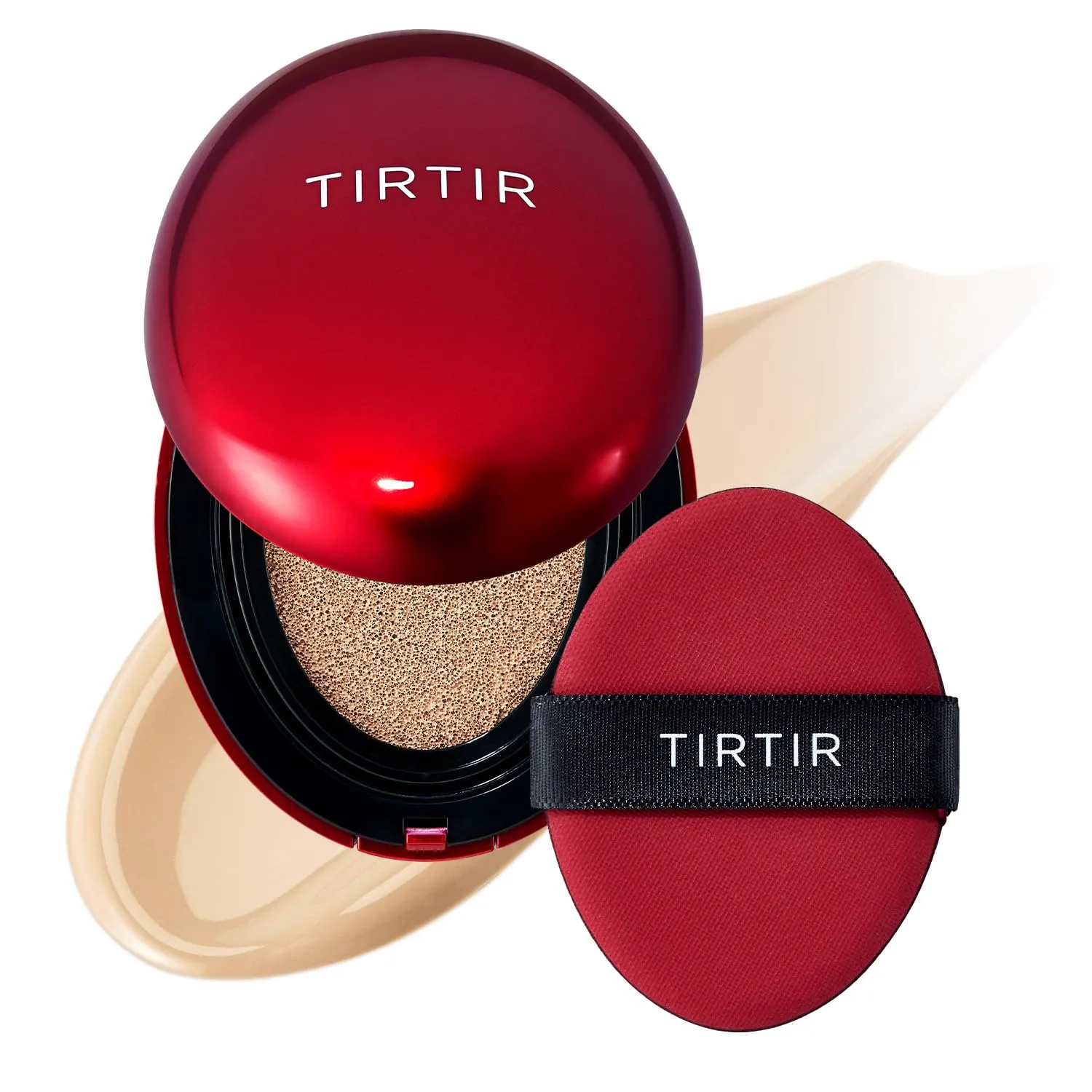 TIRTIR Mask Fit Red Cushion Foundation | Full coverage, Weightless, Skin fit, Satin Glow Finish, Korean Makeup Cushion Foundation (#21W Natural Ivory, 0.63 Fl Oz)
