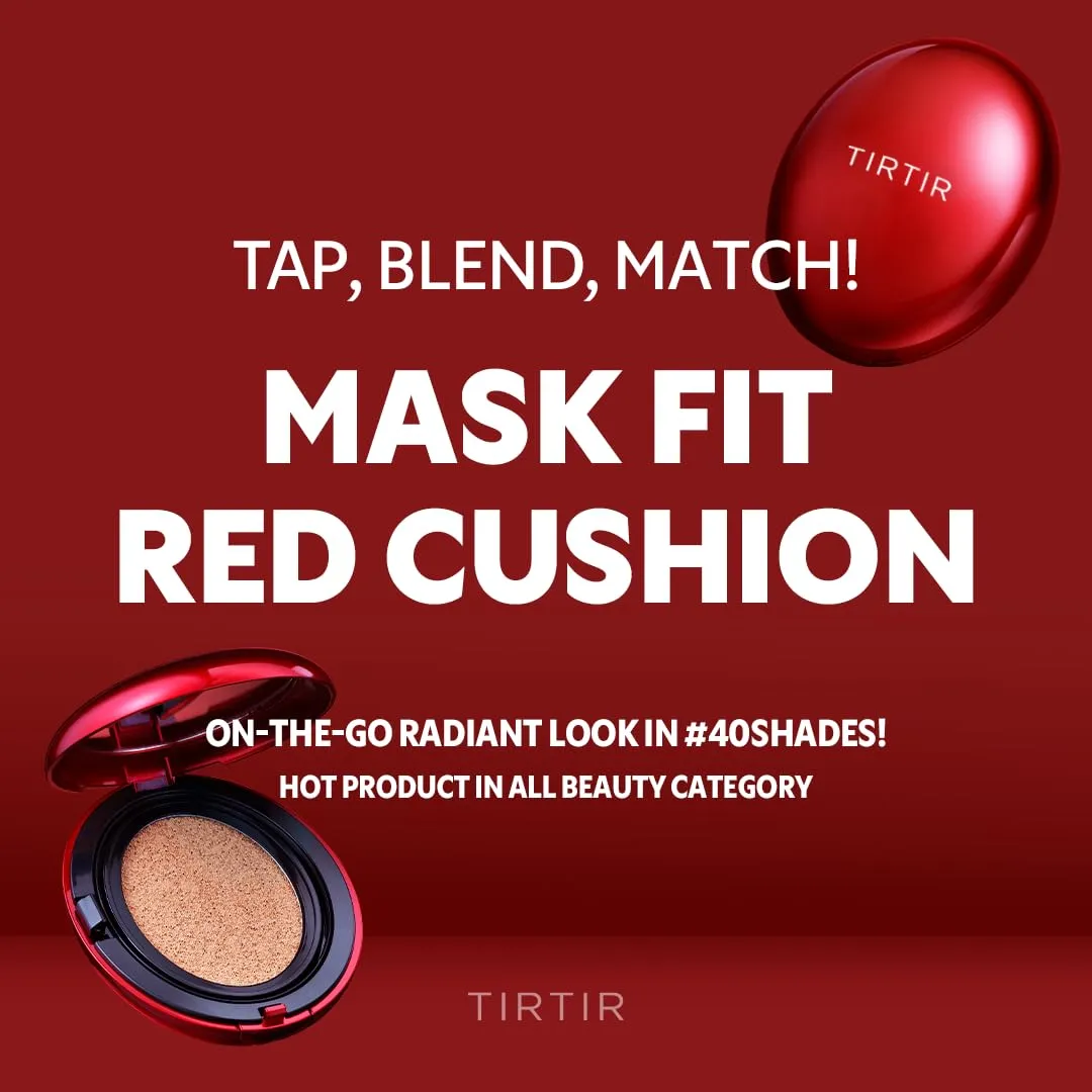 TIRTIR Mask Fit Red Cushion Foundation | Full coverage, Weightless, Skin fit, Satin Glow Finish, Korean Makeup Cushion Foundation (#29N Natural Beige, 0.63 Fl Oz)