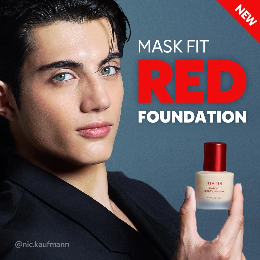 TIRTIR Mask Fit Red FoundationㅣLong Lasting Flawless Coverage, Energy Essence, Lightweight, Hydrating, Pore-Blurring, Breathable Satin Finish, Makeup, Radiant Skin, #27C Cool Beige, 1.01 Fl Oz