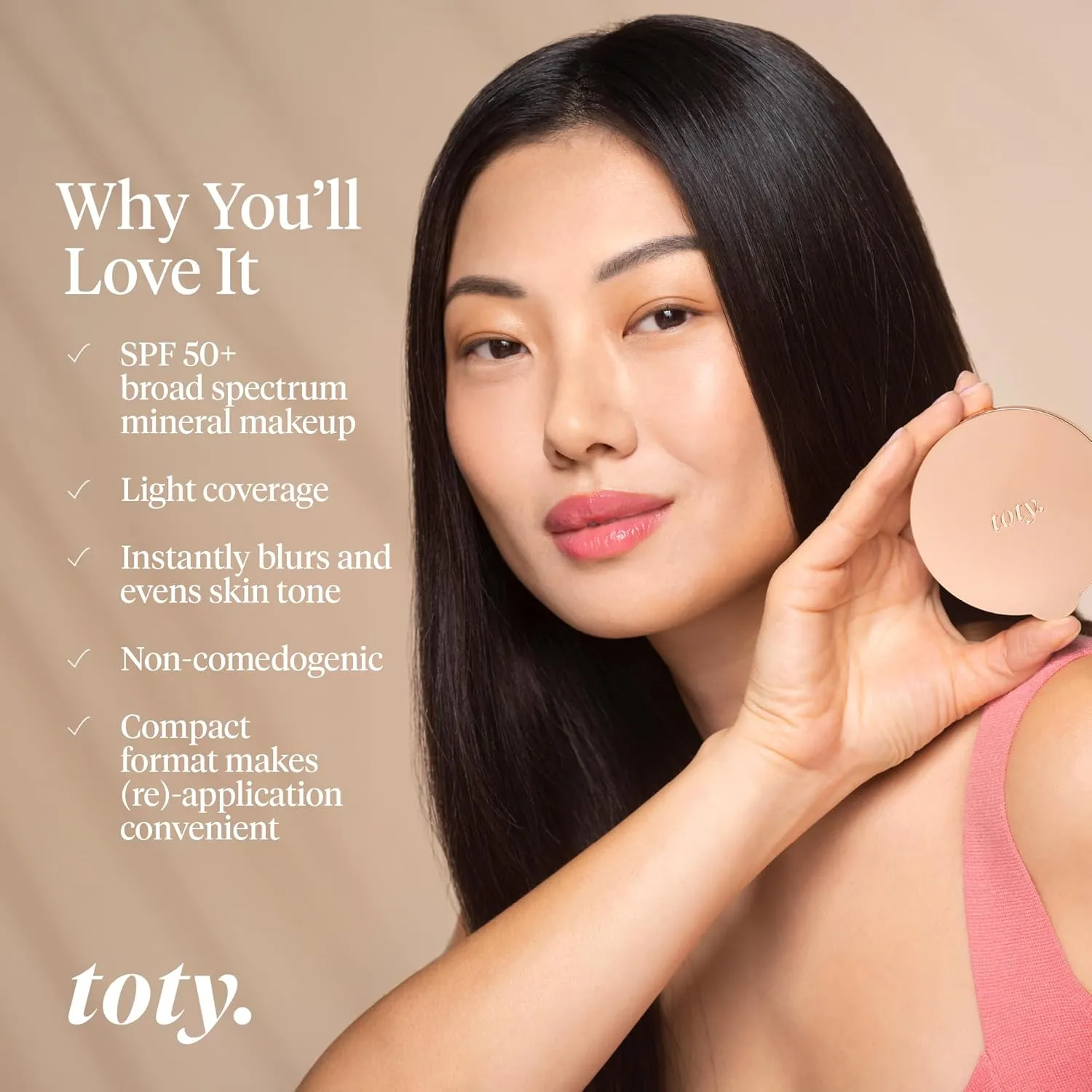 Toty by Sofia Vergara - Ilumina CC Creamy Compact SPF 50  Refill - Mineral Sunscreen for Face - Cream Foundation Balm - Blurring, Matte Light Coverage - Water Resistant - All Skin Types - 1C
