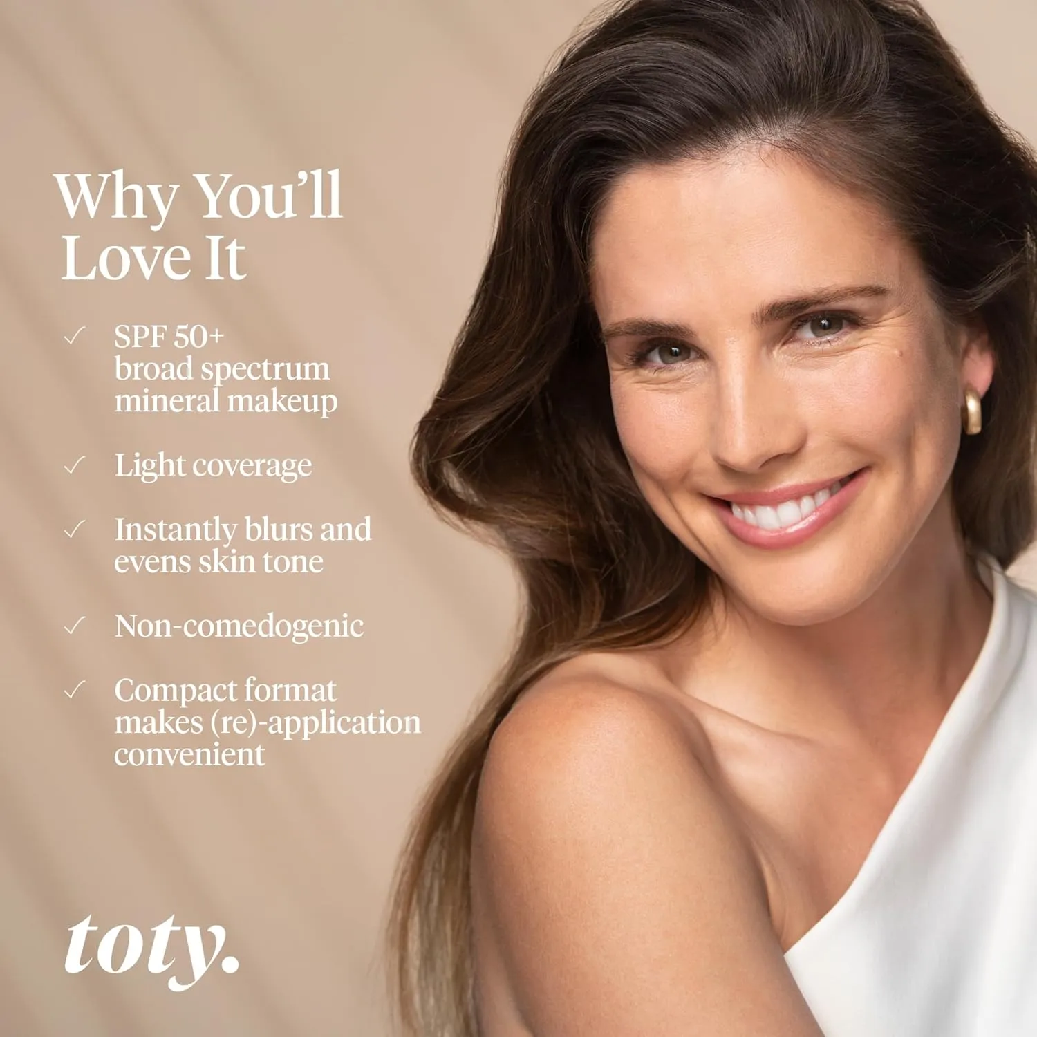 Toty by Sofia Vergara - Ilumina CC Creamy Compact SPF 50  Refill - Mineral Sunscreen for Face - Cream Foundation Balm - Blurring, Matte Light Coverage - Water Resistant - All Skin Types - 2W