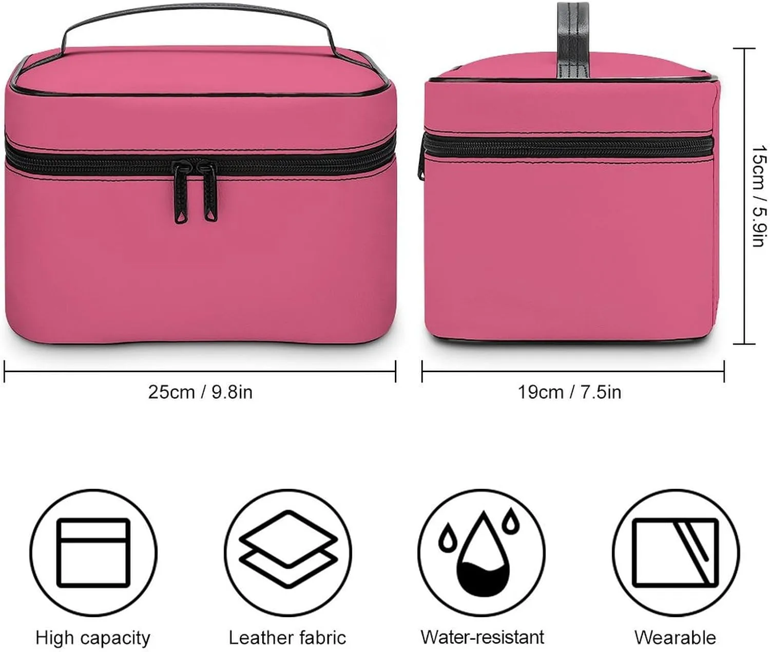 Travel Makeup Bag, Blush Pink (Solid Color) Cosmetic Bags for Women Large Capacity Waterproof Toiletry Bag Make up Organizer