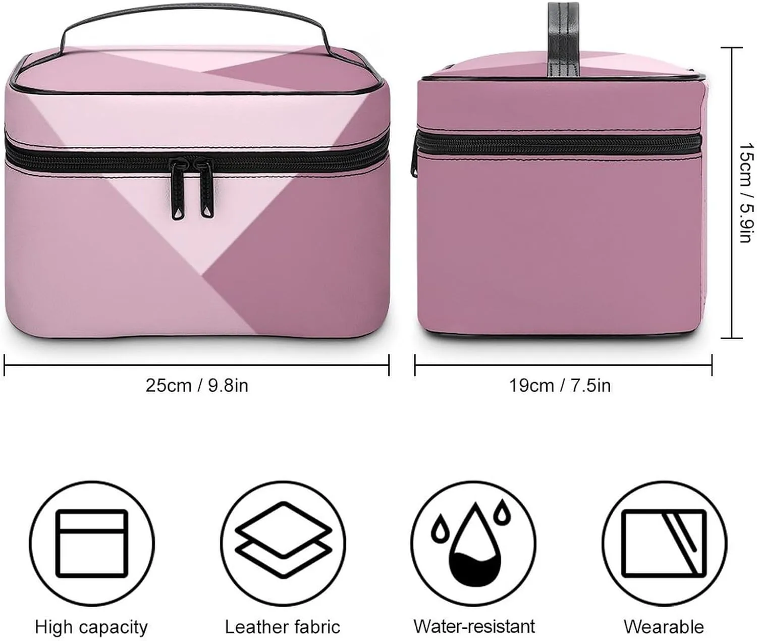 Travel Makeup Bag, Dusty Rose Blush Pink Cosmetic Bags for Women Large Capacity Waterproof Toiletry Bag Make up Organizer