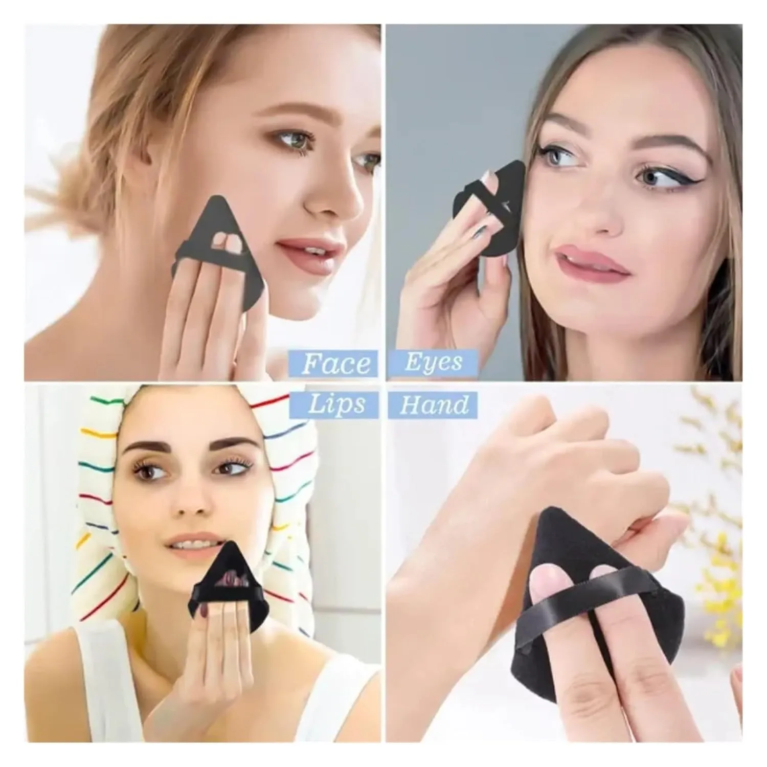 Triangle powder puff, soft sponge, velvet foundation make-up puff, makeup, eye contour, cosmetic shadow, washable, 1 piec(Mixed-3pcs)