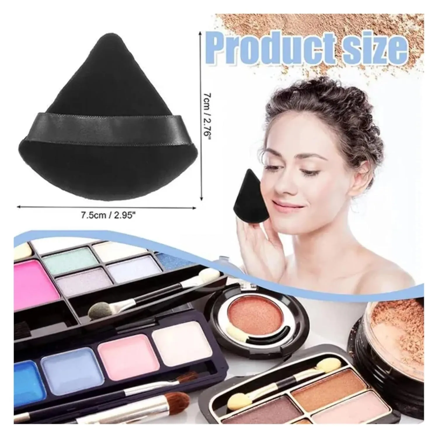 Triangle powder puff, soft sponge, velvet foundation make-up puff, makeup, eye contour, cosmetic shadow, washable, 1 piec(Mixed-3pcs)