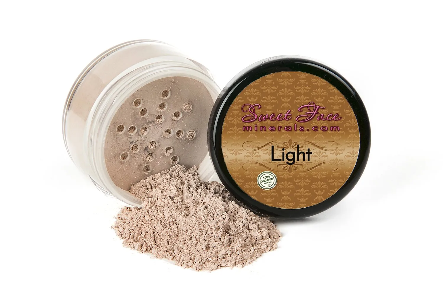 TRIO WITH BRUSHES (LIGHT) Full Size Kit Mineral Makeup Brush Set Foundation Concealer Blush Bare Face Sheer Powder Cover