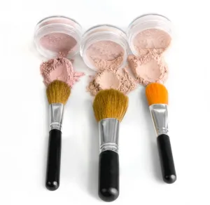 TRIO WITH BRUSHES (LIGHT) Full Size Kit Mineral Makeup Brush Set Foundation Concealer Blush Bare Face Sheer Powder Cover