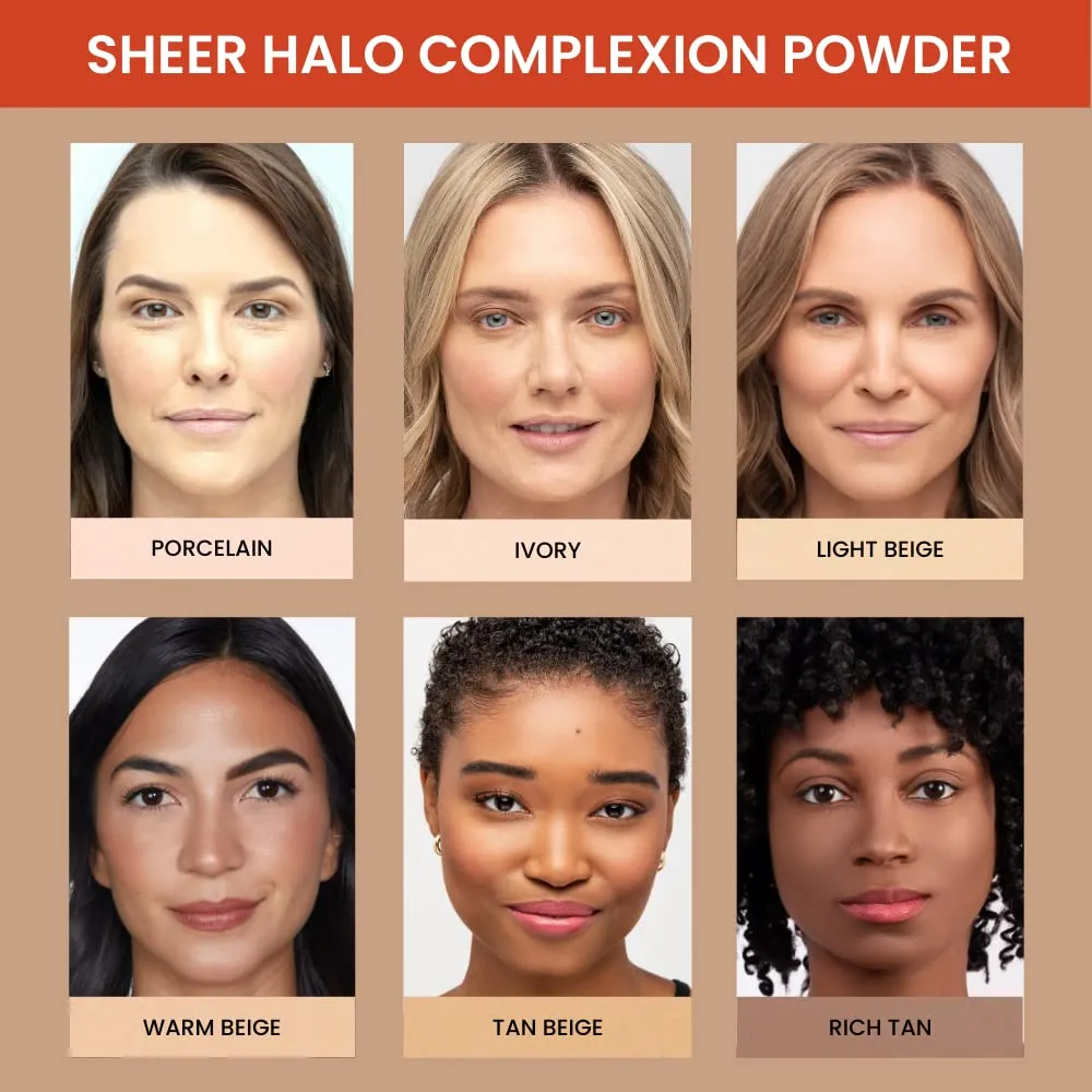 True   Luscious Sheer Halo Complexion Powder in Tan Beige - Talc-Free Setting & Foundation Powder - Oil Control Mineral Pressed Powder with Kaolin Clay - Clean, Vegan & Cruelty-Free - 0.32 oz