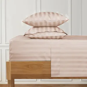 URBANHUT 1000 Thread Count Damask Striped King Size Egyptian Cotton Sheets, Long Staple Soft & Breathable, 4 Pc Bed Sheet Sets, Luxury Hotel Sateen Sheets Fits 16" Deep Pocket - Blush Pink