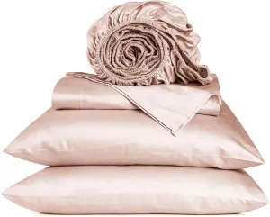 URBANHUT 800 Thread Count King Size Egyptian Cotton Sheets Set, 4 Pc Bed Sheet Sets for King Size Bedding, Luxury Hotel Sheets Sateen Finish Fits 16" Deep Pocket - Blush Pink