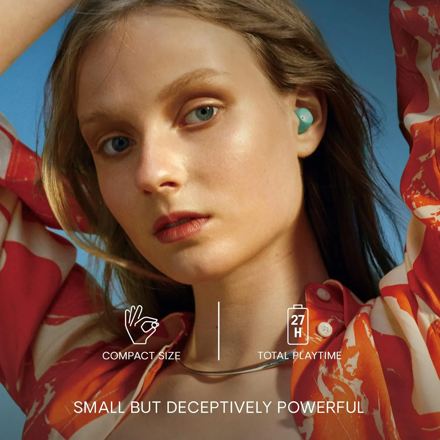 Urbanista Wireless Earbuds, Bluetooth 5.2 Enhanced Small Headphones, Touch Controls, 27 Hr Playtime, USB C Fast Charging Case, IPX Sweatproof Headphones for Running, Sports, Lisbon, Blush Pink