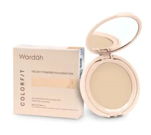 WARDAH Velvet Powder Foundation 33W Olive Beige 11g - That is able to disguise the pores on the face so that the face looks smooth and the pores are disguised., 0.388 Ounce