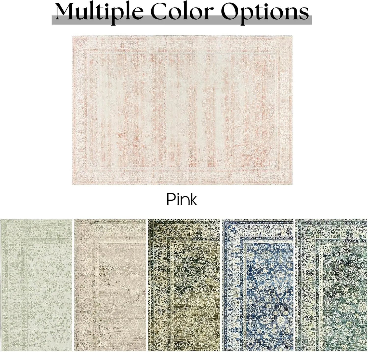 Washable 9x12 Area Rugs for Living Room Big Girls Bedroom Clearance Blush Pink Soft Faux Wool Neutral Boho Floral Extra Large Area Rug for Nursery,9 by 12