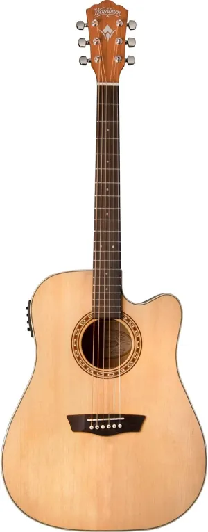 Washburn Harvest 6 String Acoustic-Electric Guitar, Right, Natural (WD7SCE-A)