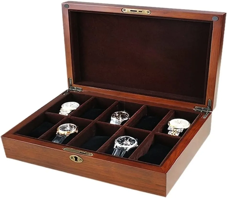 Watch Case 10 Slots Watch Storage Box Watch Boxes Display Storage Case Wooden Watch Jewellery Storage Box Watch Organizer Watch Box