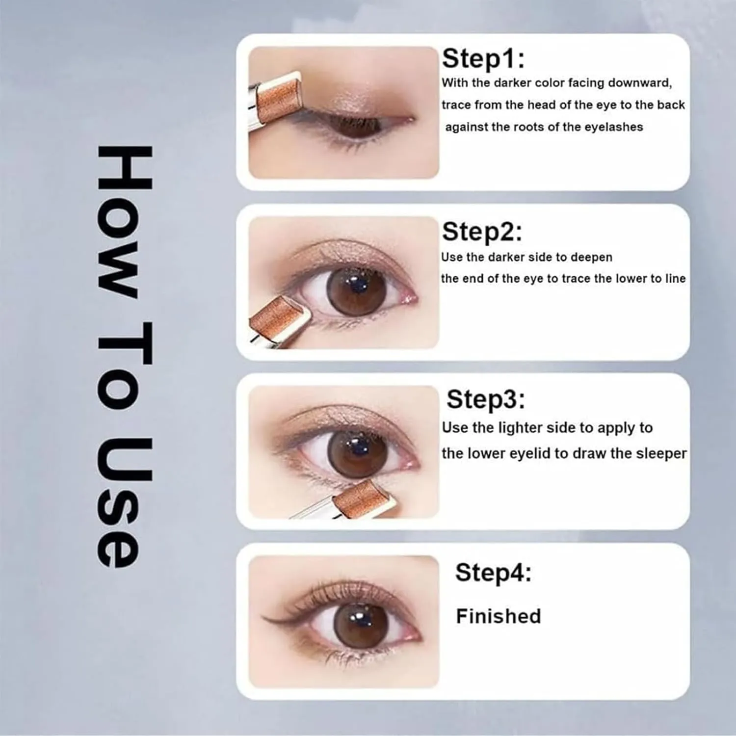 Waterproof Gradient Shimmer Eye-Shadow Stick, Roseionly Gradient Three-Color Eyeshadow Stick, Roseionly 3 Colors Shimmer Eyeshadow Sticks, Eye Shadow Pencil for Layered Eye Makeup (1# 2#)