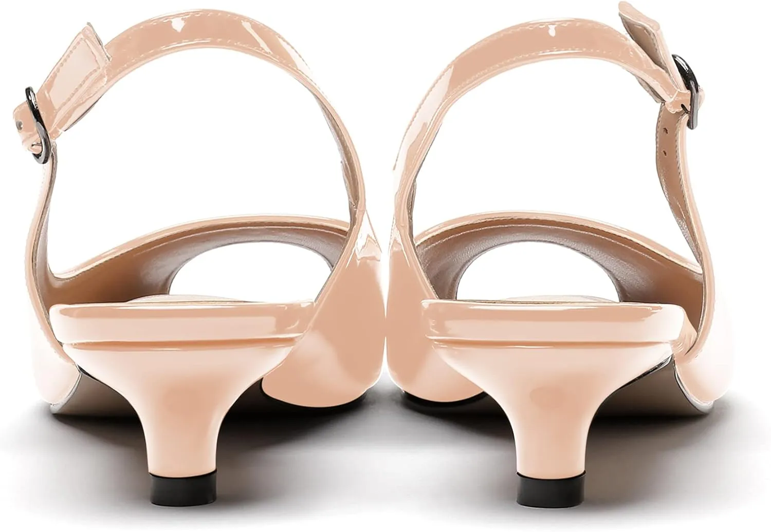 WAYDERNS Women's Peep Toe Patent Leather Ankle Strap Slingback Kitten Heels Low Heel Pumps Evening Work Dress Shoes 1.5 Inch