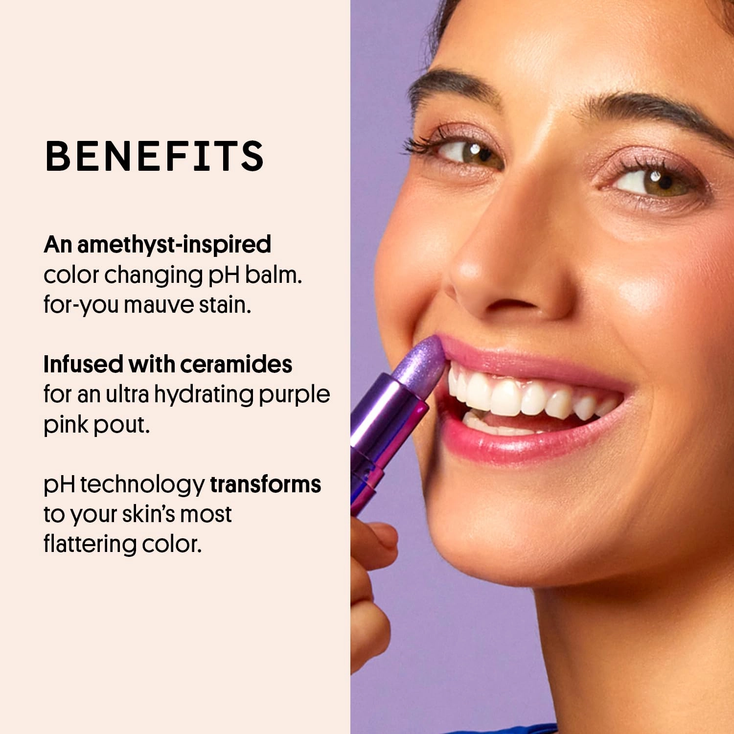 Winky Lux Glimmer Balm, pH Lip Balm, Color Changing Lipstick and Tinted, Vegan & Cruelty Free Lip Balm, Hydrate & Plump, Sheer Purple Pink Lipstick, Amethyst
