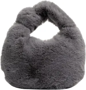 Women Plush Tote Bag Fluffy Underarm Purse Faux Fur Shoulder Handbag Fuzzy Tied Bag Winter Christmas Gifts