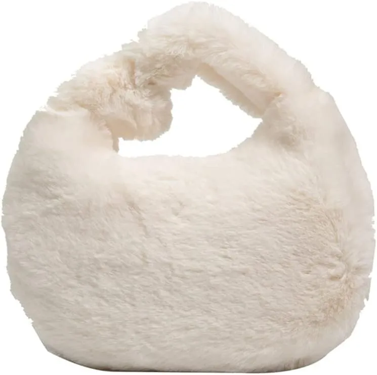 Women Plush Tote Bag Fluffy Underarm Purse Faux Fur Shoulder Handbag Fuzzy Tied Bag Winter Christmas Gifts