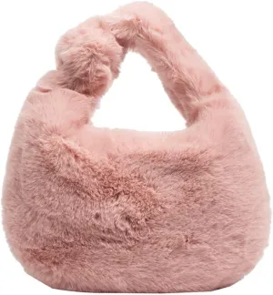 Women Plush Tote Bag Fluffy Underarm Purse Faux Fur Shoulder Handbag Fuzzy Tied Bag Winter Christmas Gifts