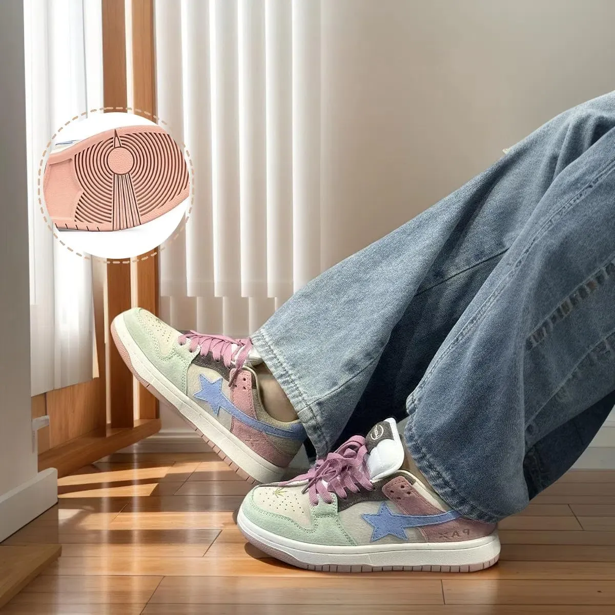 Women Y2K Retro Sneakers, Star Patch Platform Trainers, Candy Colors Height Boost Teens Casual Walking Shoes Campus Fashion