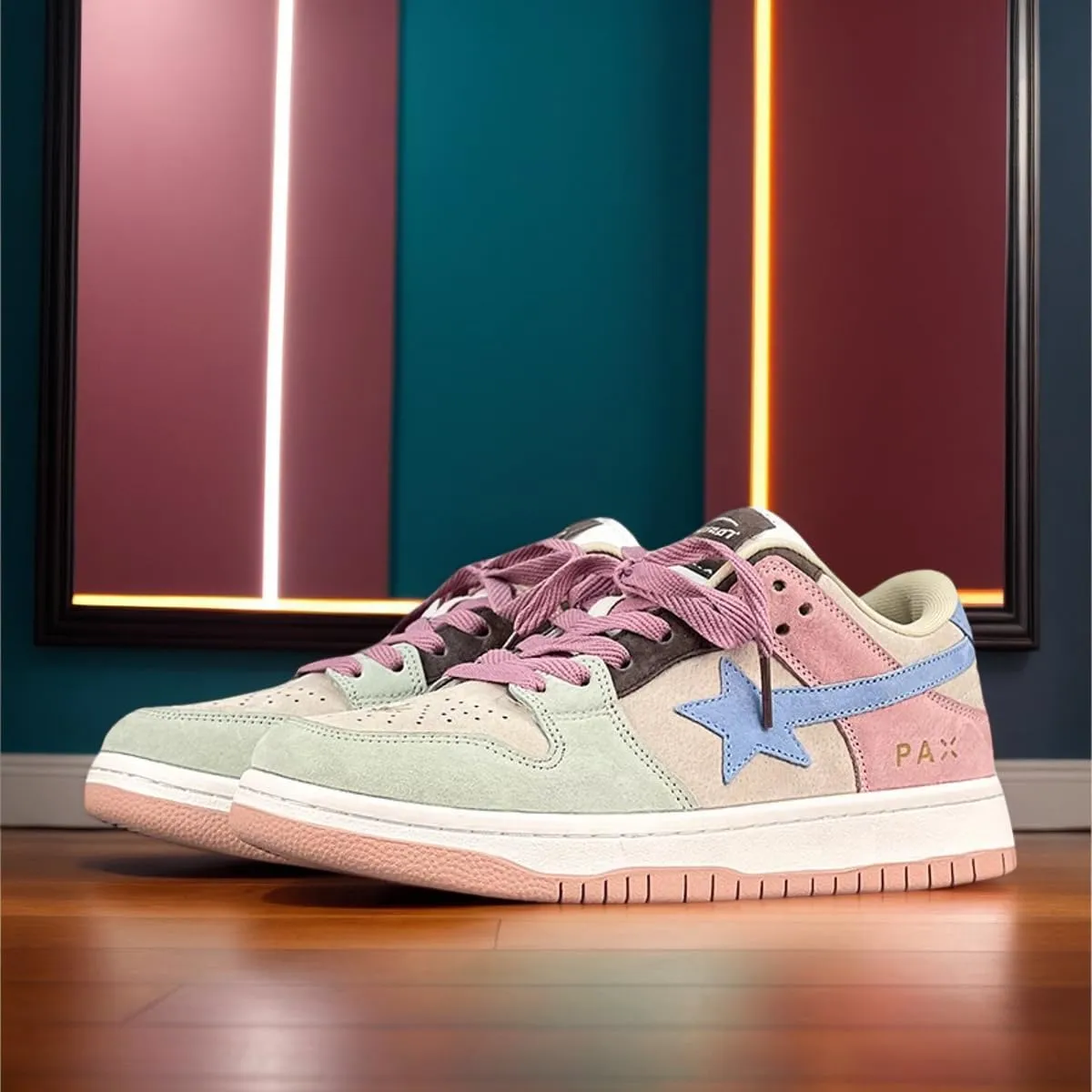 Women Y2K Retro Sneakers, Star Patch Platform Trainers, Candy Colors Height Boost Teens Casual Walking Shoes Campus Fashion