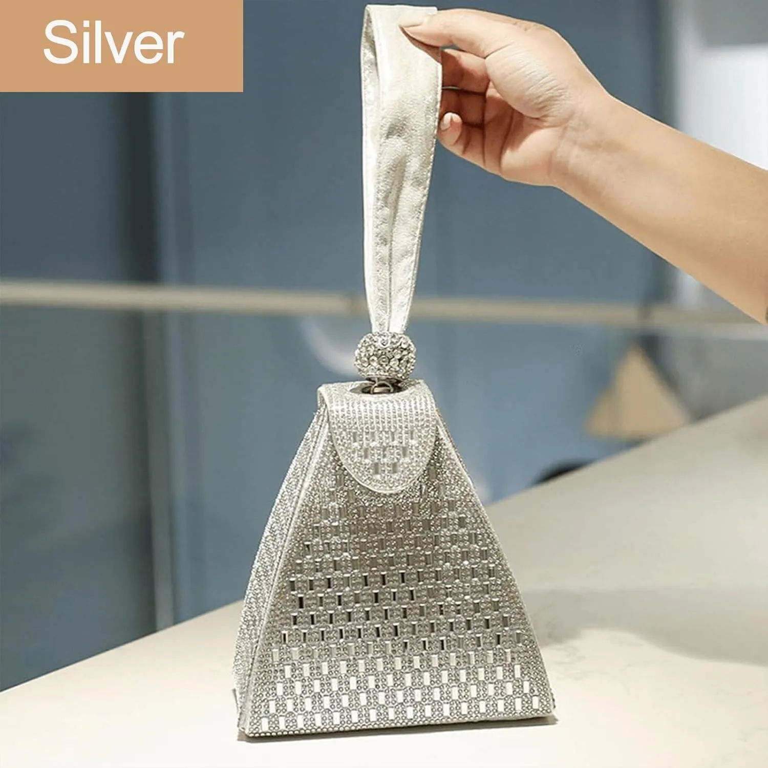 Womens Evening Rhinestone Clutch Bag, Fashion Evening Handbag Purse for Cocktail Wedding Engagement Party Night